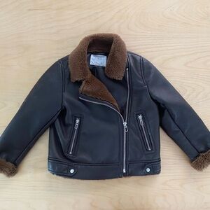 Zara Pleather Teddy Moto Jacket